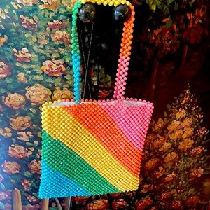 Isaac Mizrahi Beaded Rainbow Tote Bag NWT